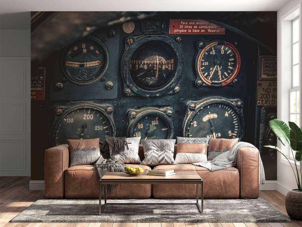 Vintage fly cockpit detalj