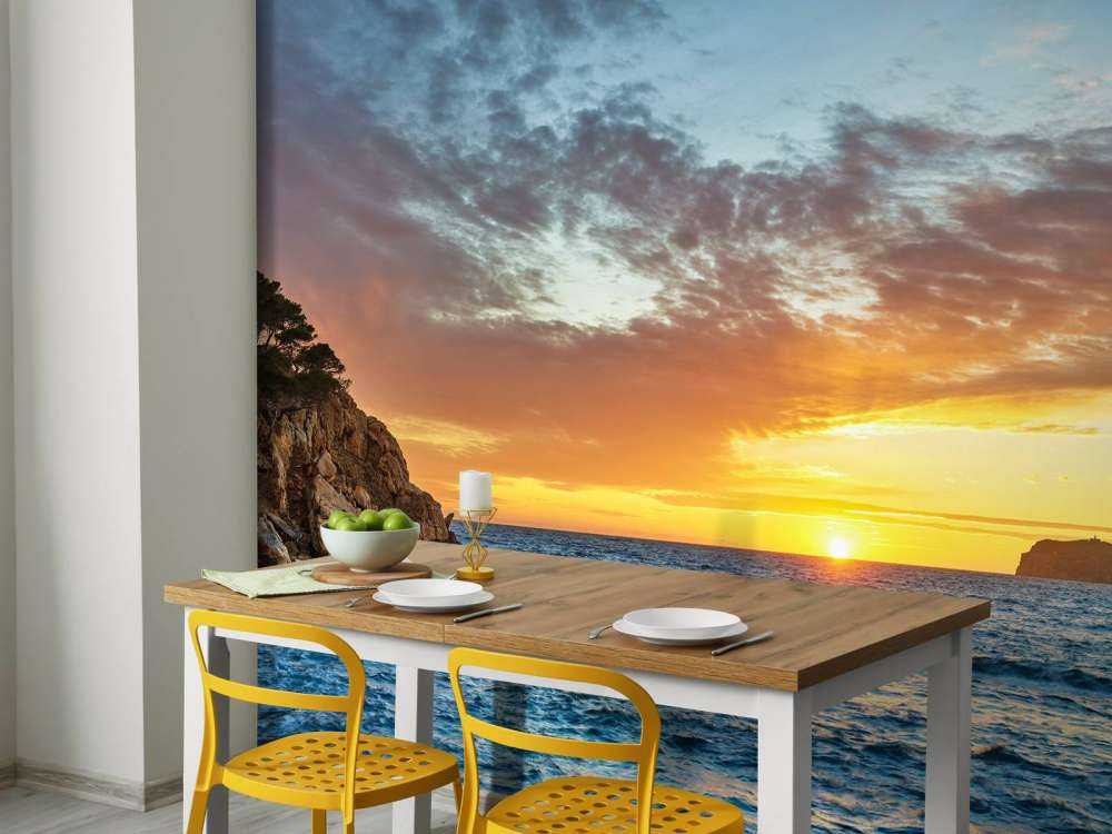 solnedgang på en øy