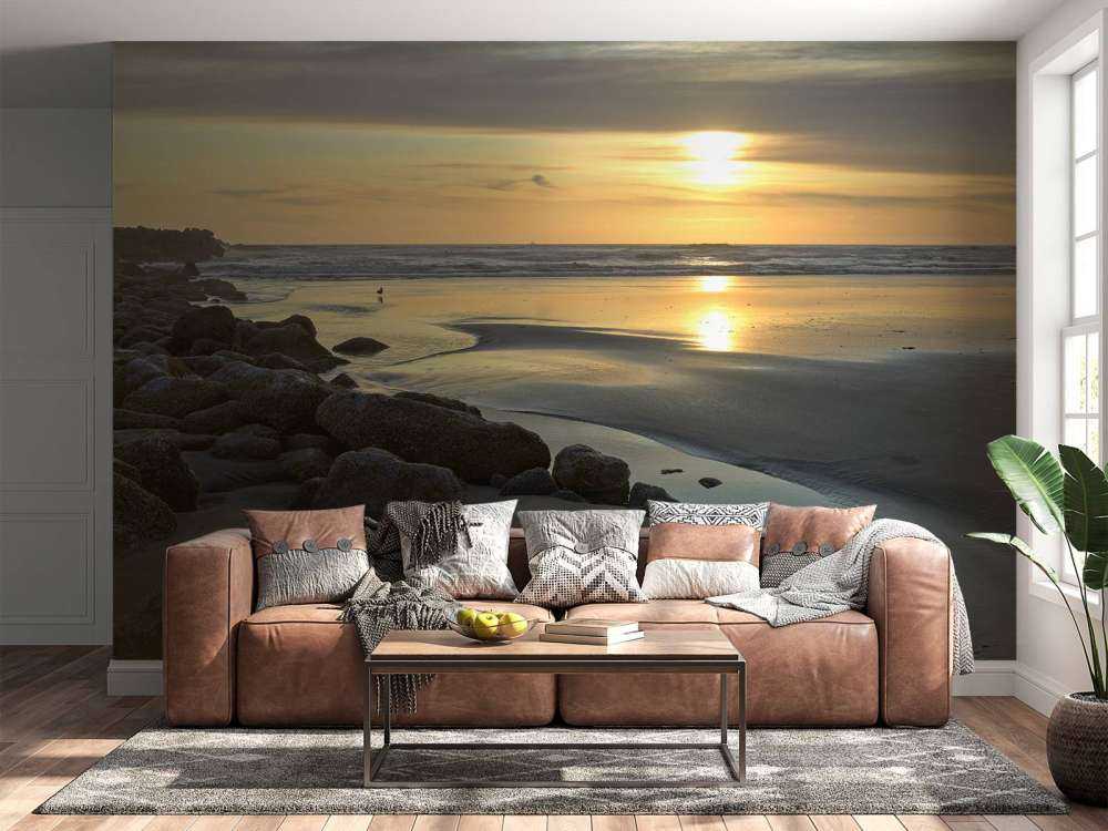 solnedgang på en strand