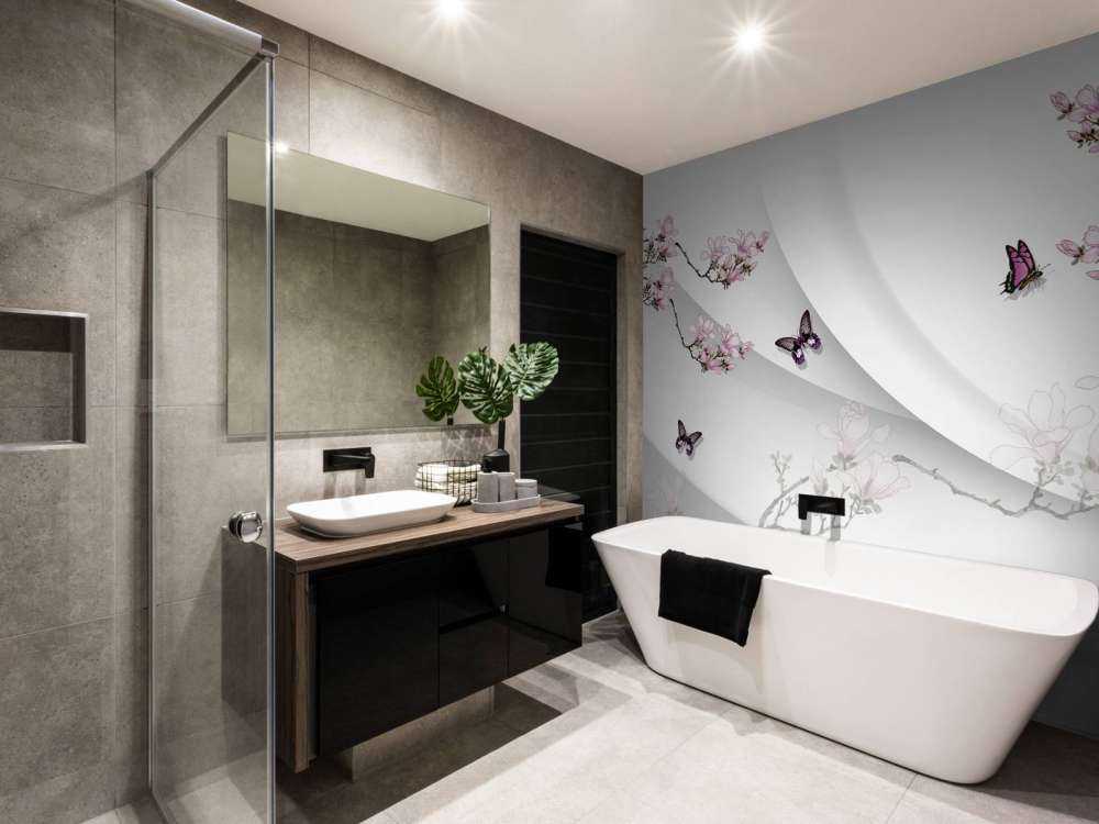 Vit 3D-bakgrund med dekorativ blomma