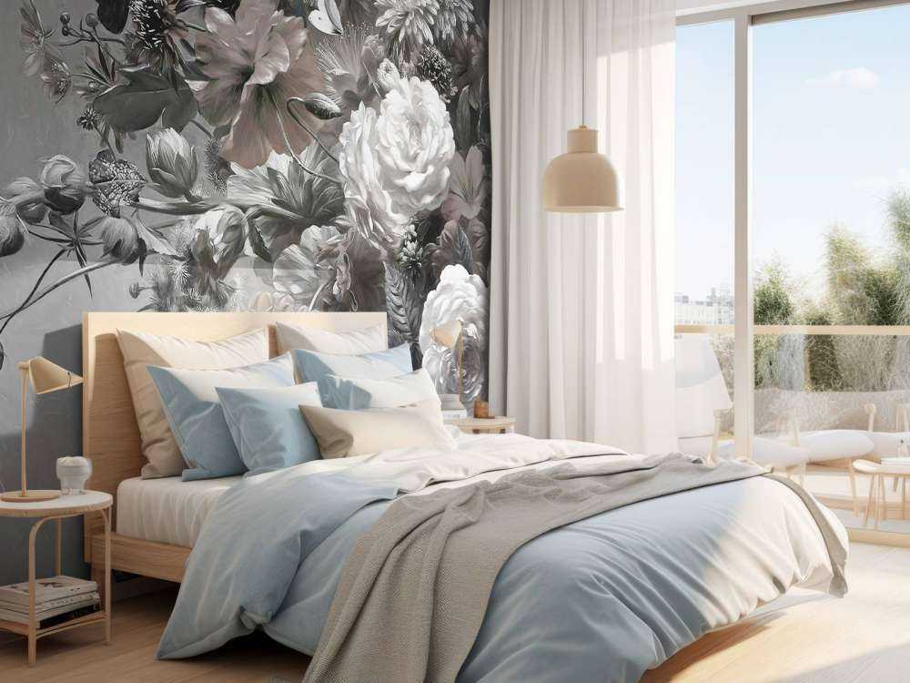 Stort bukett med vallmo Sepia