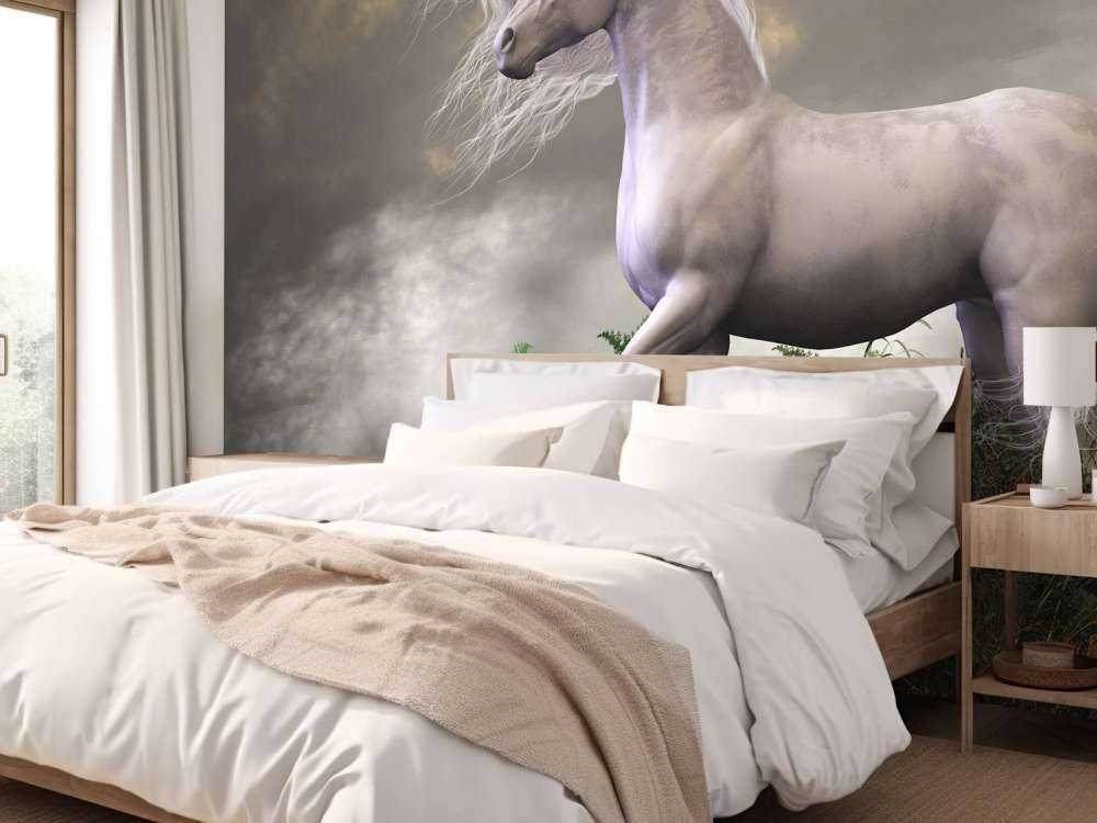 Witte eenhoorn hengst