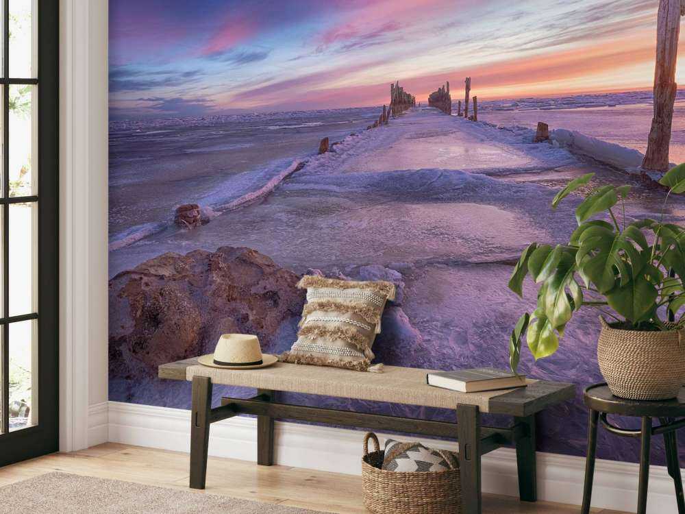 Stolphuvuden på det frysta Östersjön