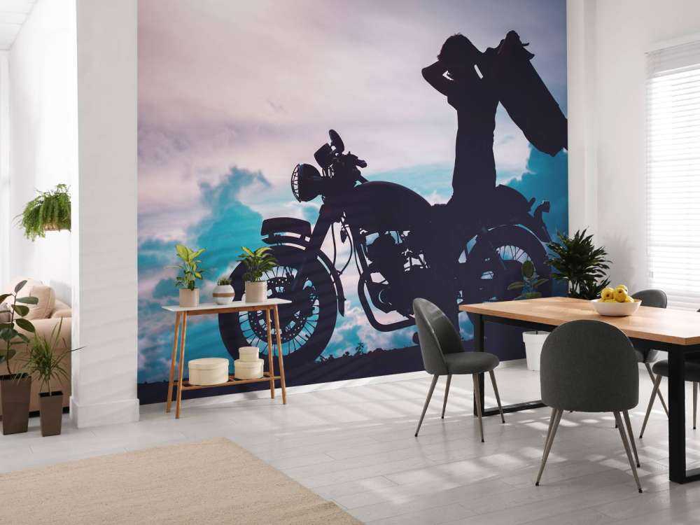 Silhouette motorcyklist