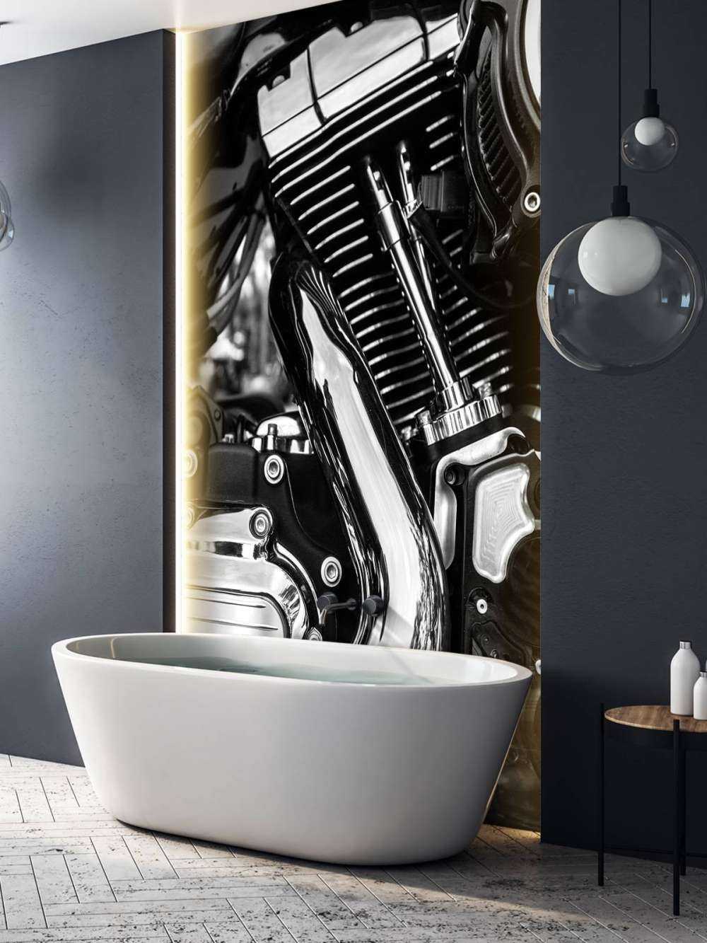 Glänsande motorblock