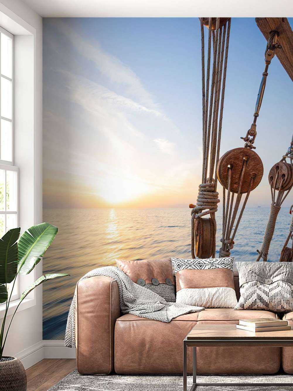 Solnedgång segelbåt