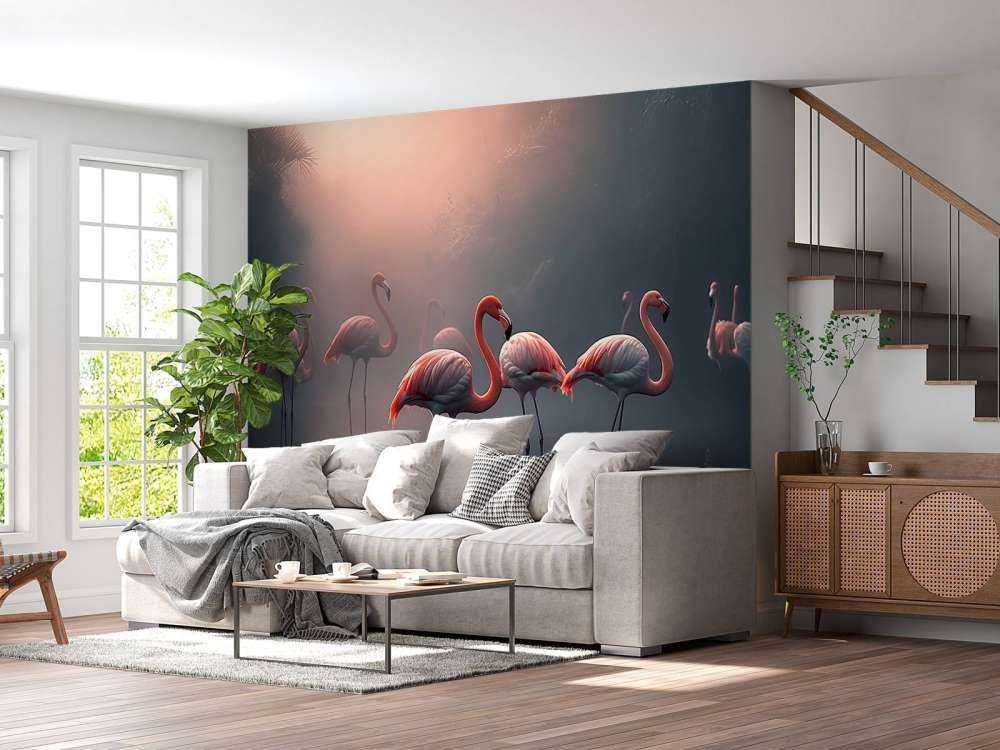 Dimmig Gryning Flamingos