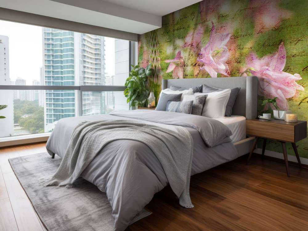 Colorful Aquilegia flowers on plants in garden