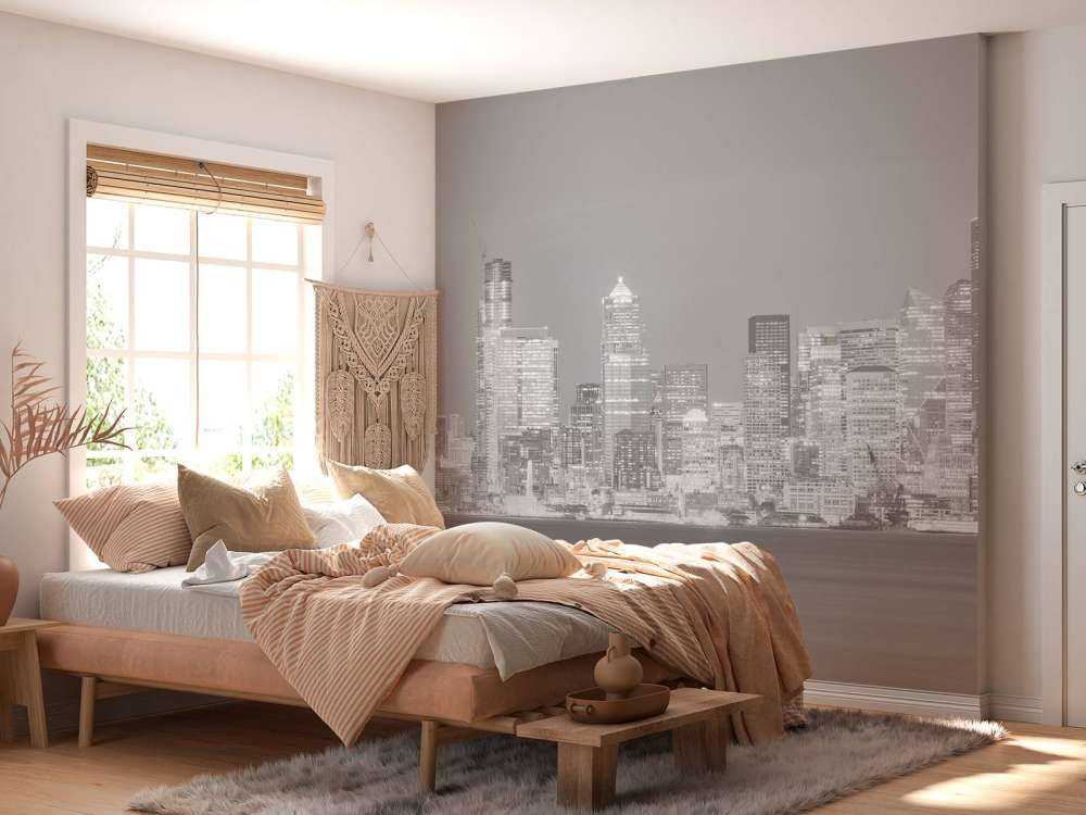 Skyline Seattle i svart och vitt