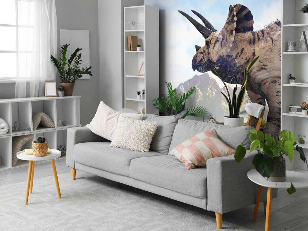 Dinosaurier som vandrar genom naturen