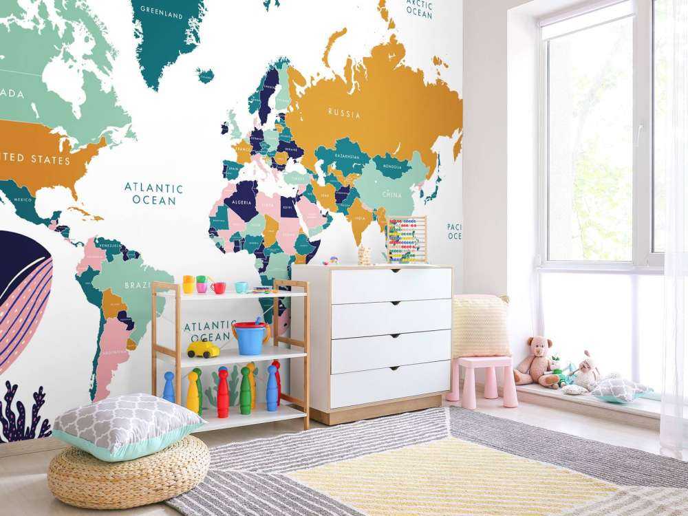 Verdenskort med havdyr