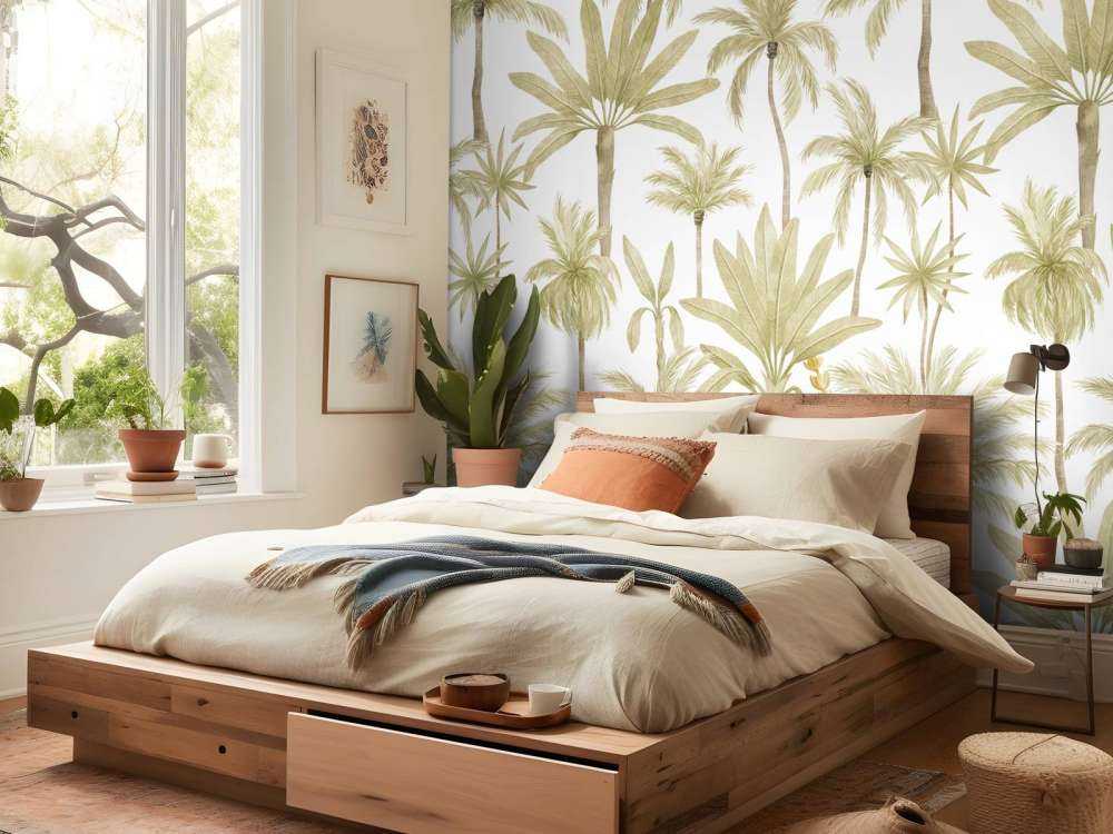 Tropiske akvarel træer