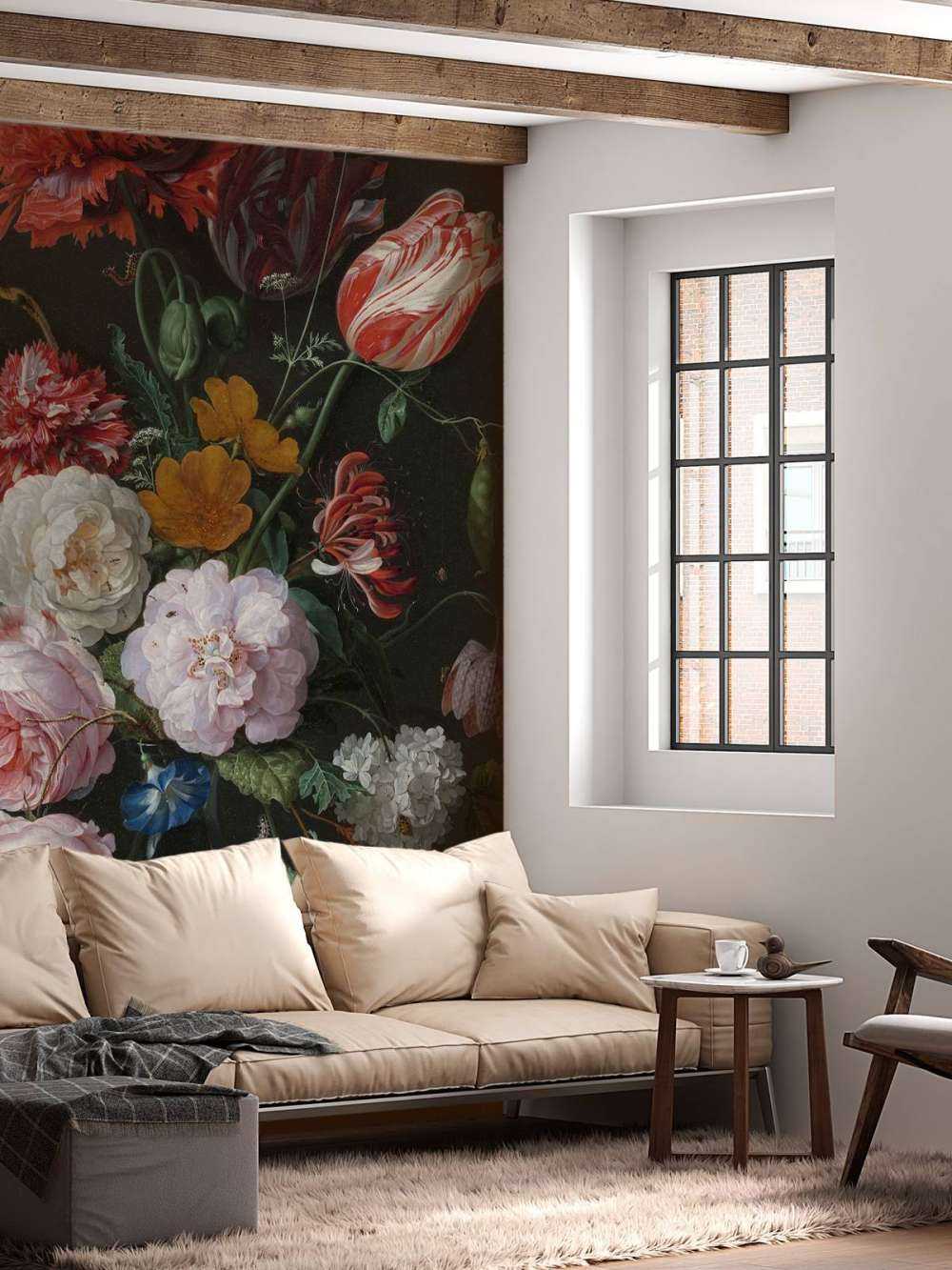 Stadig liv med blomster i en glasvase