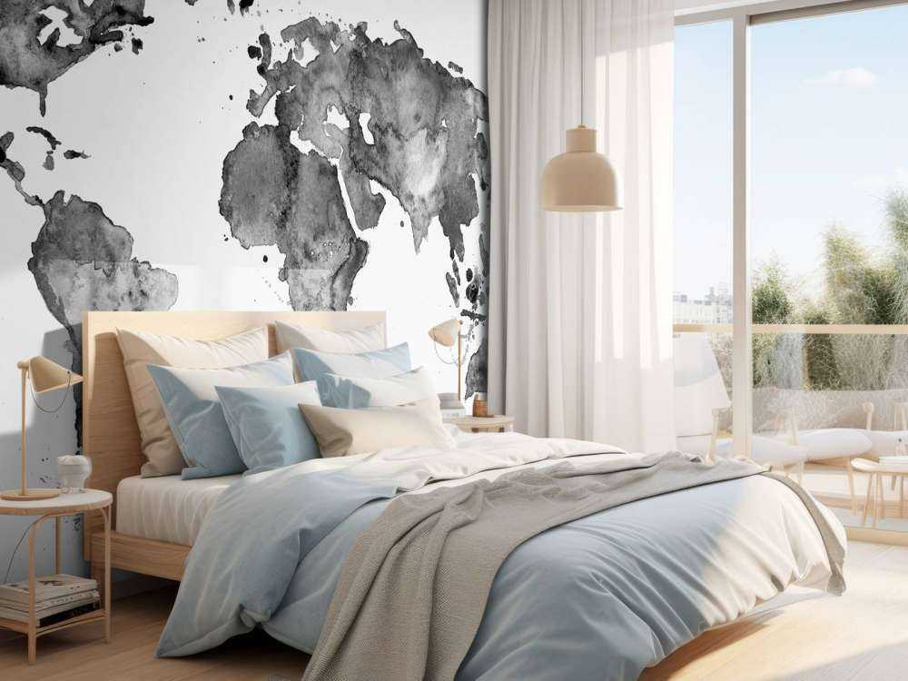 Sort verdenskort over akvarel