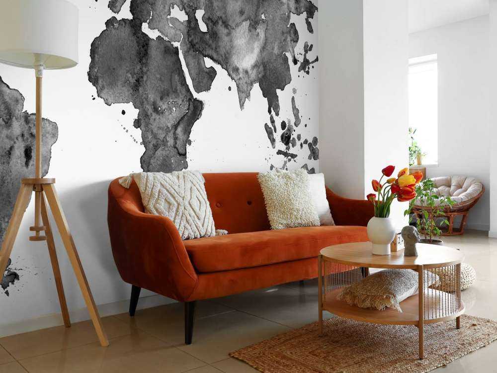 Sort verdenskort over akvarel