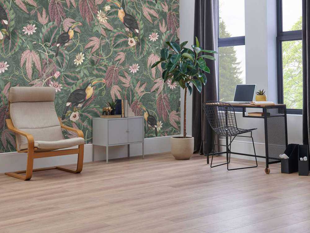 Tropiske junglefugle & tukaner - mørkegrøn