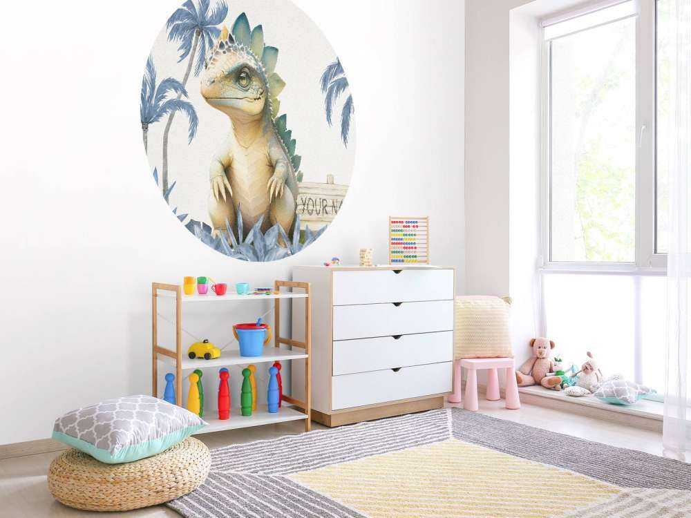 Baby stegosaurus i den blå junglen