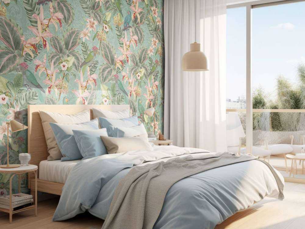 Tropiske junglefugle og papegøjer - mintgrøn