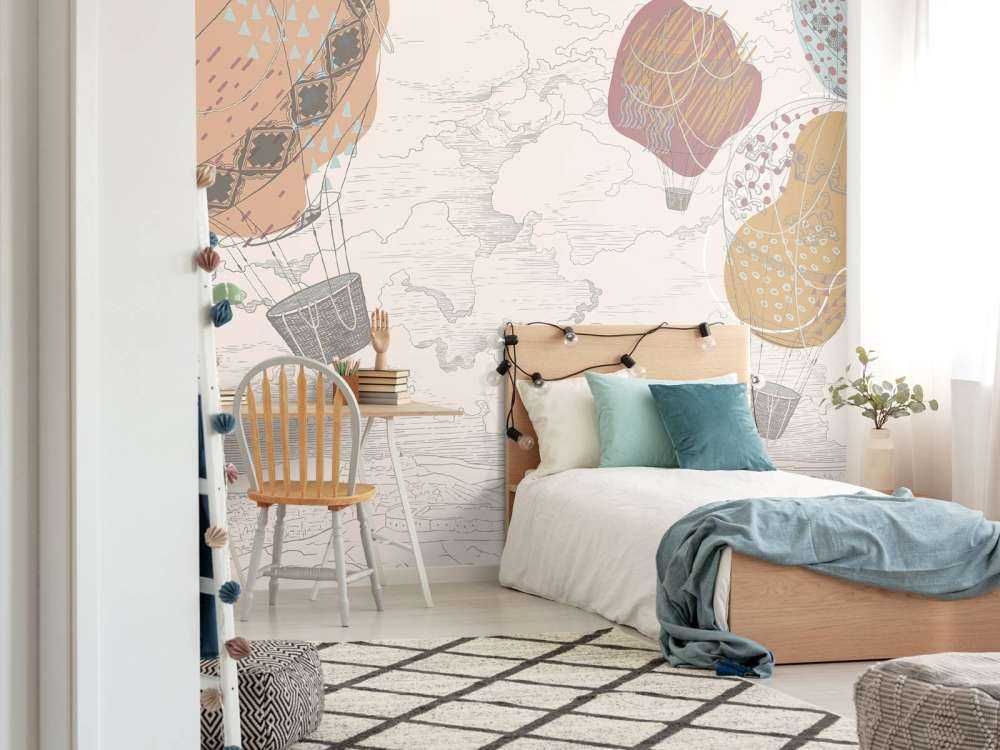 Farvede varmluftballoner