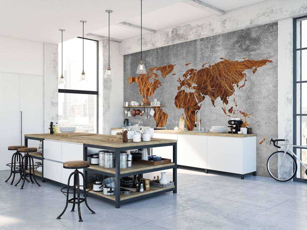 Verdenskart med pelstekstur