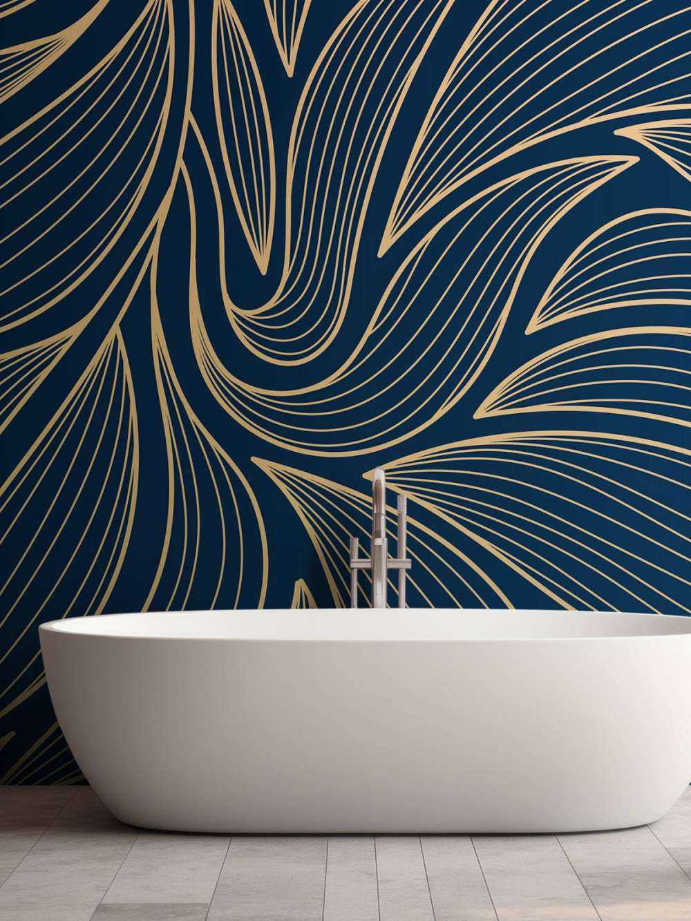 Art deco blomster blå