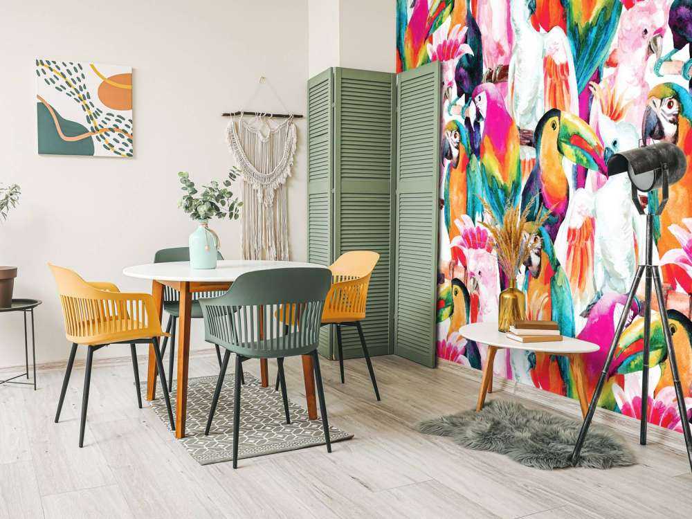 Tropiske, fargede fugler