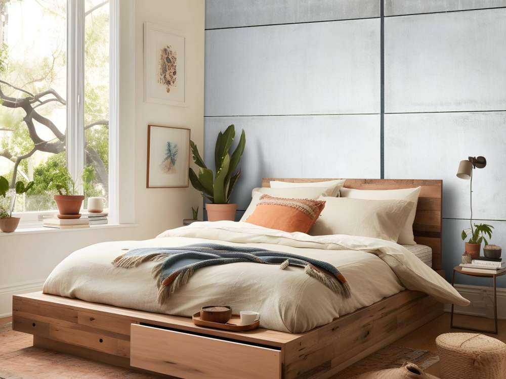 Vegg av betongplater