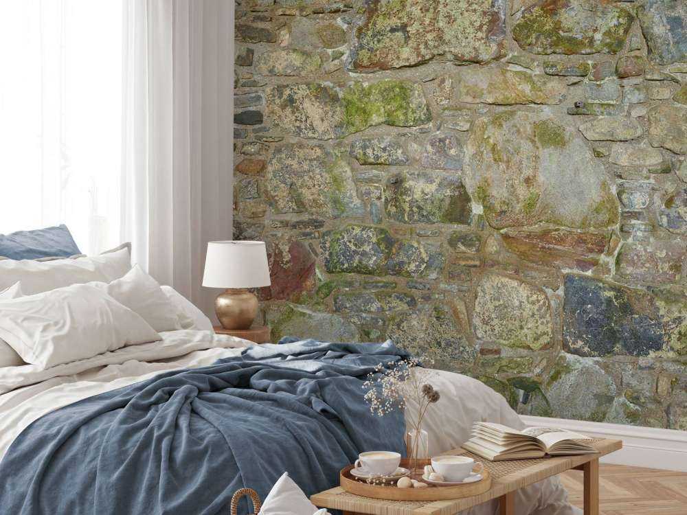 Gammel vegg med mose