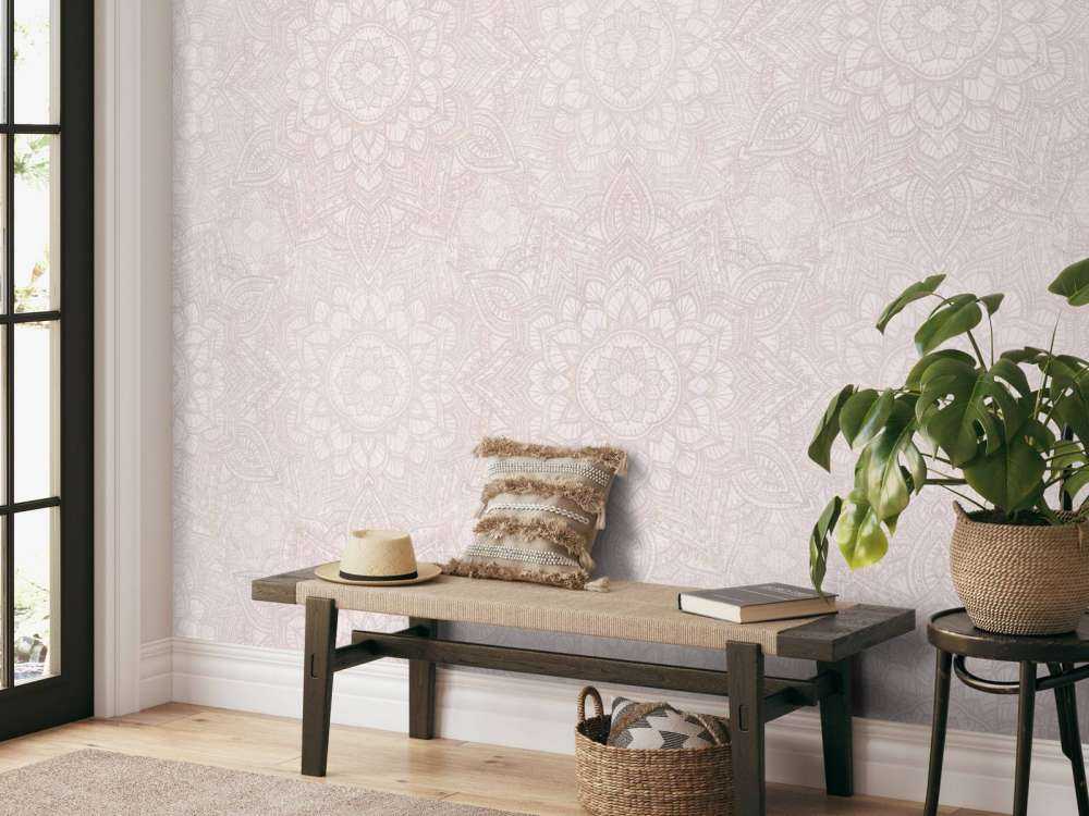 Boho Golden Mandala - rødrosa