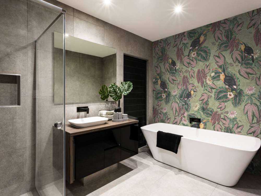 Tropiske jungelfugler og tukaner - salviegrønn