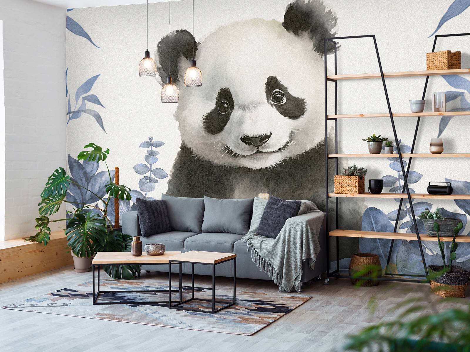 Pandaunge i jungelen i blått