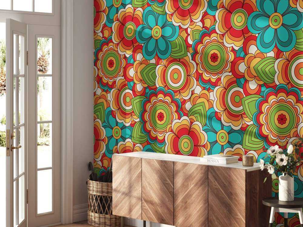 Fargerike retro blomster