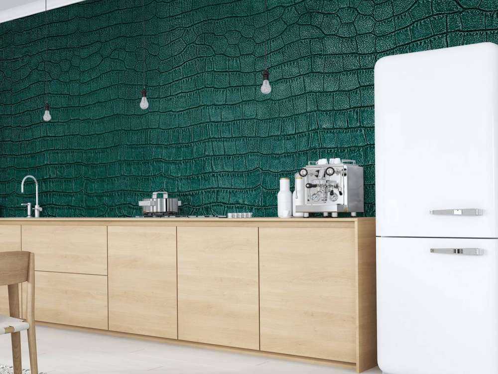 Krypdyrskinn i grønt