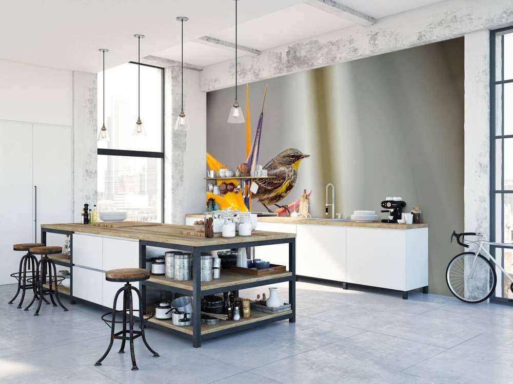 Paradisblomst med fugl