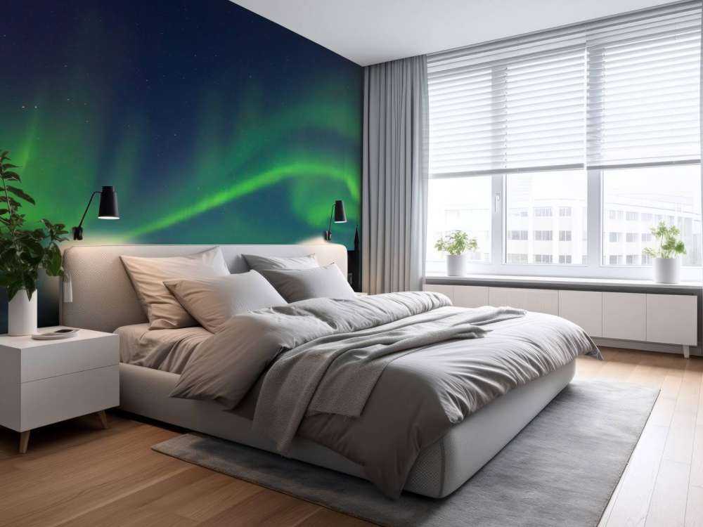 Nordlys over en kirke