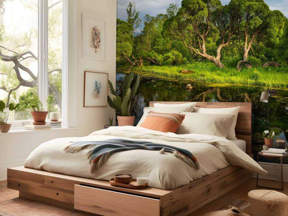 Trær ved en innsjø