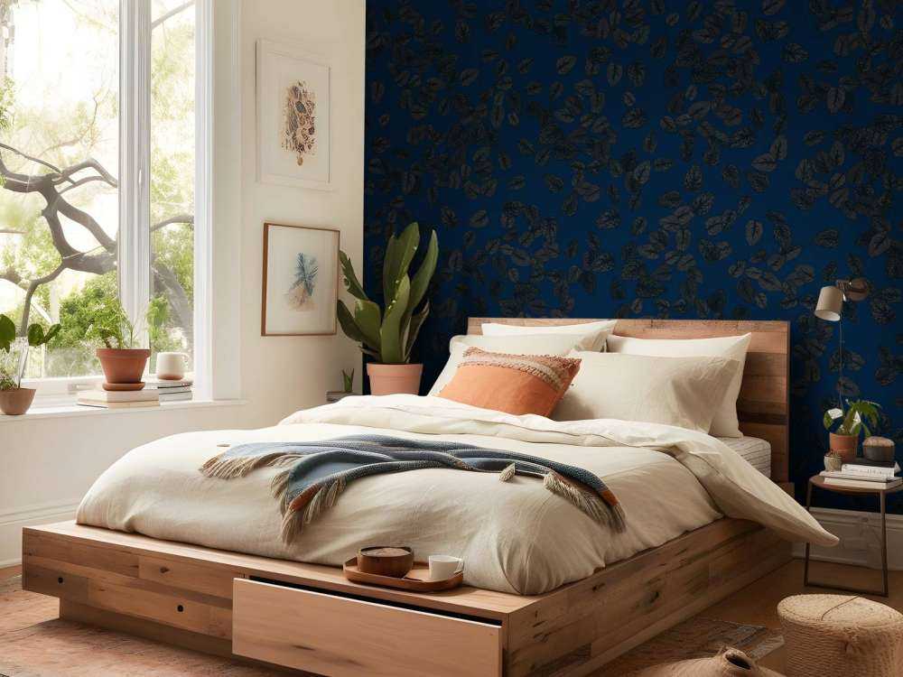 Små blader mørke på mightnight blue