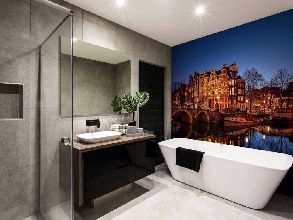 Opplyste hus langs kanalene