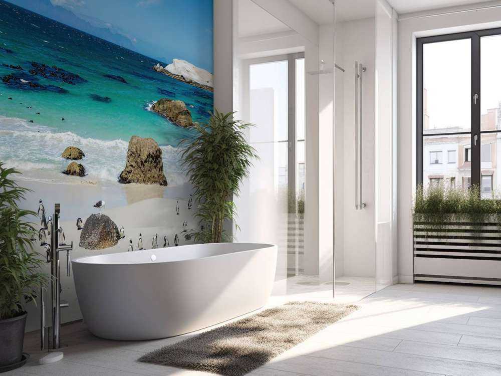 Strand med pingviner