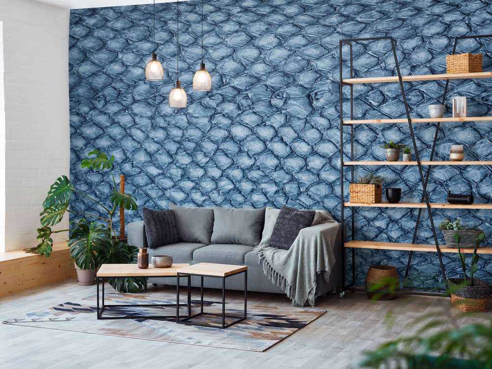 Lakseskinnstruktur i blå