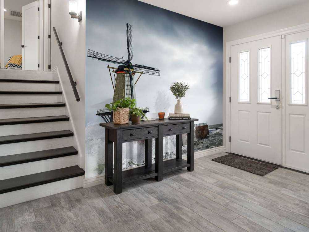 Vindmølle med stormbølger