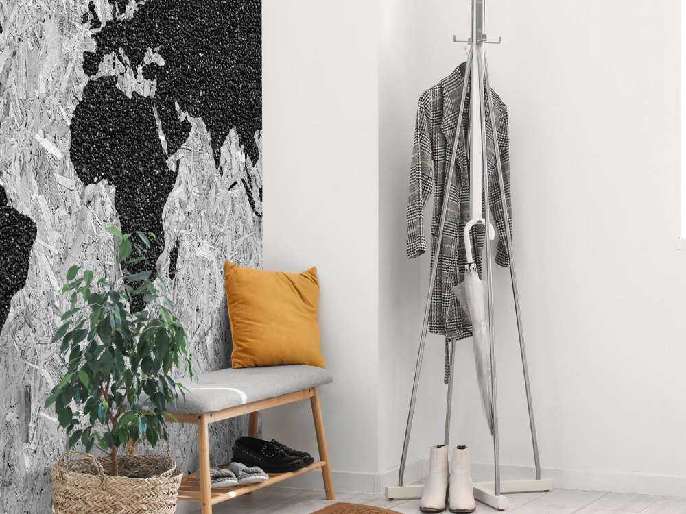 Svart verdenskart på hvit bakgrunn