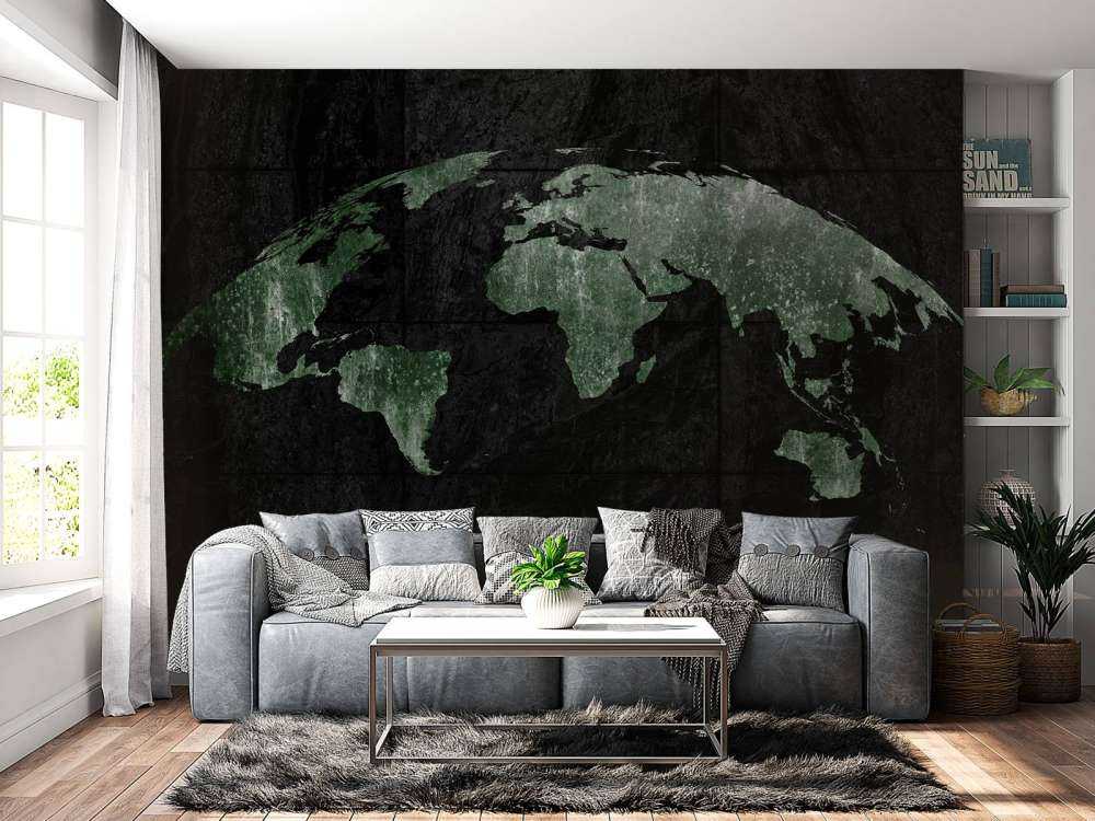 Grønt verdenskart på betong