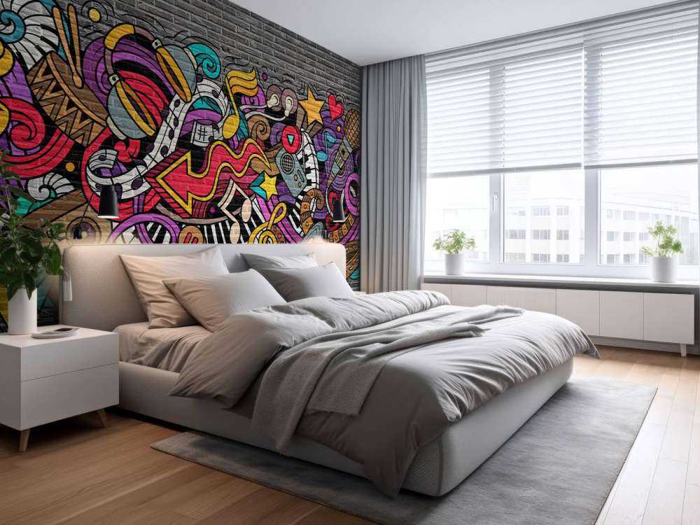 Musikkgrafitti på murstein