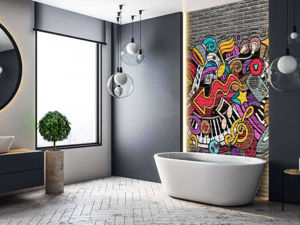 Musikkgrafitti på murstein