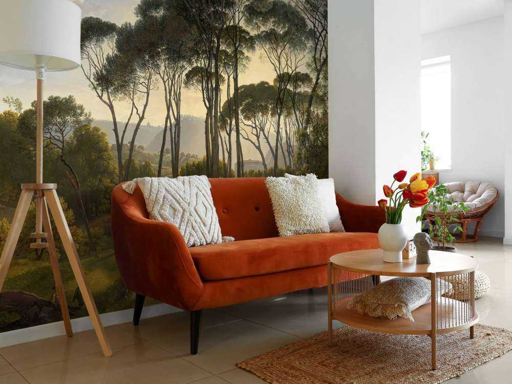 Italiensk landskapp med parasoll furutrær