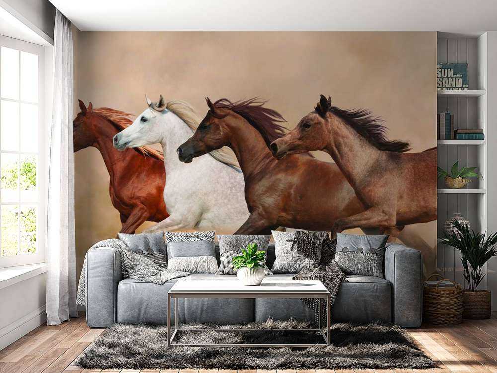 Galopperende hester i en sandstorm