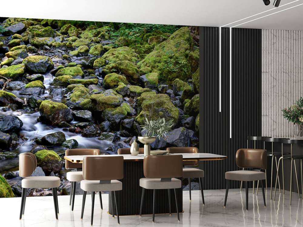 Rennende vann med steiner