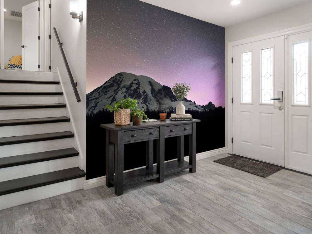 Mount Rainier med norrsken