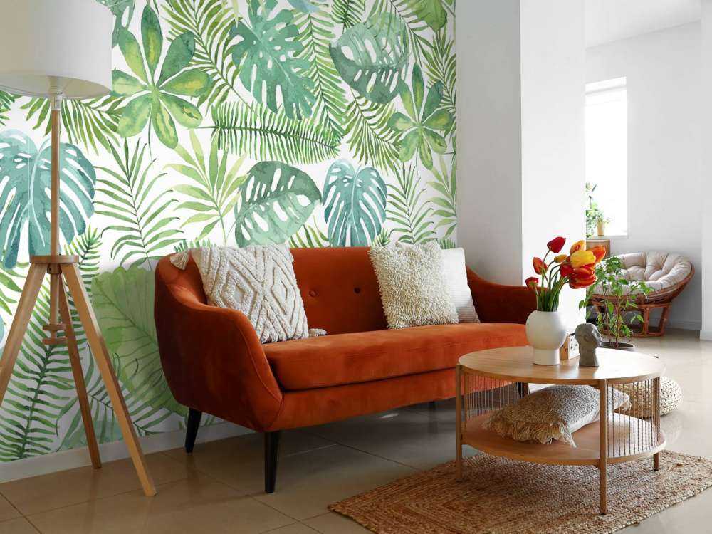 Tropiska akvarellblad